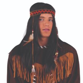 Native Inspired Wig-Blk w/Headband