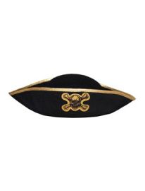 Hat-Pirate-Black w/Gld-Felt-Child
