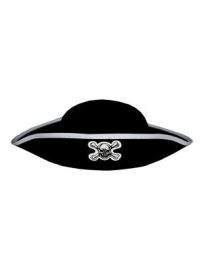 Hat-Pirate-Blk w/Skull-Felt-Child