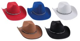 Hat-Cowboy w/Rope Band-Felt-Blk