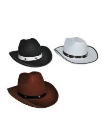 Hat-Cowboy-Embellished Band-Felt-Brn