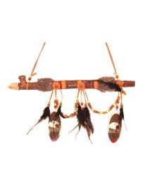 Peace Pipe-Eagle Head/Beads/Feathers-17.7"