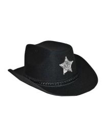 Hat-Cowboy-Blk Flocking w/Star-Child