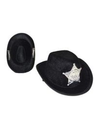 Hat-Mini Cowboy w/Clip-Blk Felt w/Slv Star