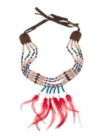 Necklace/Belt-Beads, Leather & Feathers