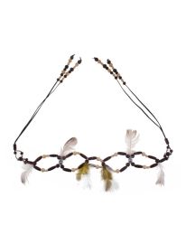 Necklace/Belt-Native Inspired Beads & Feathers-35.4"
