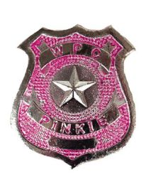 Badge-Metal w/Pink Rhinestones-2.4"