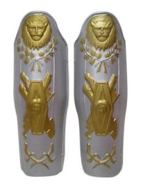 Armour-Leg-Lion-Slv/Gld-Pair
