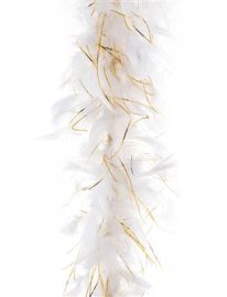 Boa-Feathers-w/Tinsel-Wht/Gld-78.7"