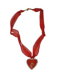 Necklace-Metal Spatzl w/Red Ribbon