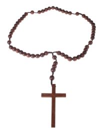 Necklace-Wood Beads w/Cross-45.7"