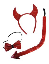 Devil-3 pc set-Headband w/Horns, Bow Tie, Tail