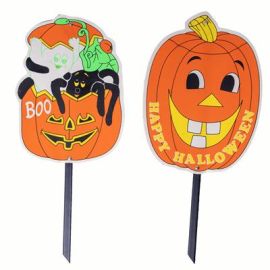 Décor-Pumpkin on Stick-Asst-22"