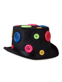 Hat-Blk w/Buttons-Felt