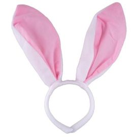Headband-Bunny Ears-Long-Pnk/Wht