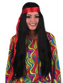 Wig Long-Blk w/Headband