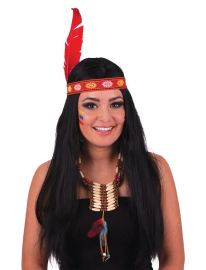 Wig-Native Inspired-Long-Blk w/Headband