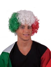 Wig-Afro-Grn/Wht/Red