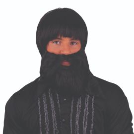 Wig Short w/Beard-Black