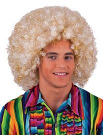 Wig-Disco Big Afro-Wht w/Gld