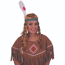Wig-Native Inspired-Blonde w/Headband & Feather