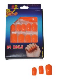 Fingernails w/Glue-Neon Org-24 Nails