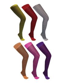 Pantyhose-Blk Stripes-Pur