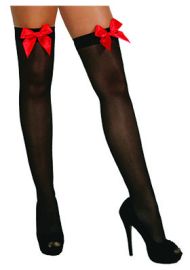 Stockings-Blk w/Red Bow in Front
