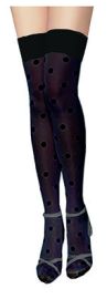 Stockings-Blk w/Blk Polka Dots