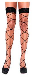 Stockings-Wide Blk Fishnet Weave