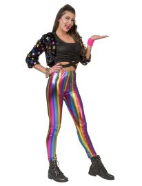 Leggings-Metallic Rainbow