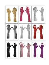 Gloves-Long-Sequin-Fuchsia-17.5"