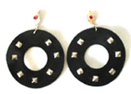 Earrings-Blk Hoops w/Studs