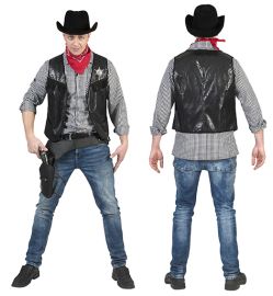 Cowboy Vest Black-Size X-Large