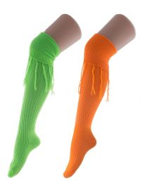 Socks w/Fringe-1 Org/1 Grn