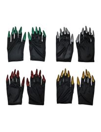 Gloves-Blk w/Colored Nails-Slv