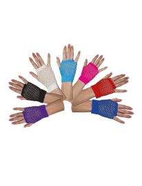 Gloves-Fishnet Fingerless-Short-Pnk