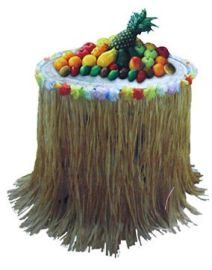 Table Skirt-Luau-Natural w/Flowers-106"x31"