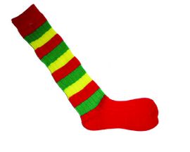 Socks-Knee High-Striped-R/Y/G