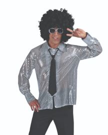 Disco Shirt-Silver-M-Size Small