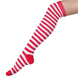 Socks-Over the Knee-Striped-Red/Wht-31"
