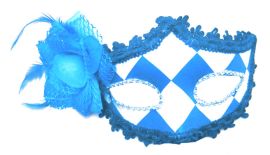 Mask-Argyle w/Flower & Feather-Blue