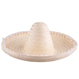 Hat-Sombrero w/Poms-19.7"-Nat