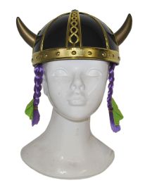 Helmet-Viking-Blk/Gld w/Braids
