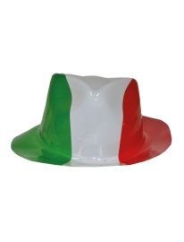 Hat-Fedora-Plastic-Grn/Wht/Red
