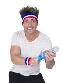 Sweatbands-Blu/Wht/Red Stripe-2 pc set