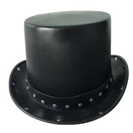 Hat-Top-Faux Leather-Blk-23.6"