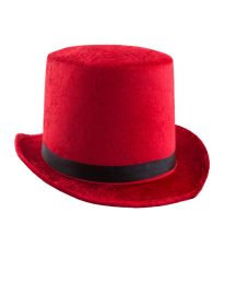 Hat-Party-Faux Velvet-23.6"-Red
