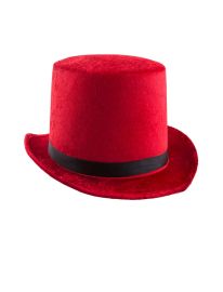 Hat-Party-Faux Velvet-22.4"-Red