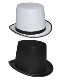Hat-Top-Tall-Felt-Wht
